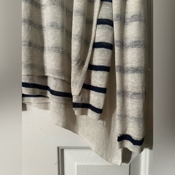 EILEEN FISHER Layered Linen Blend Layered Stripe Nautical LG Asymmetrical Hem - Picture 5 of 12